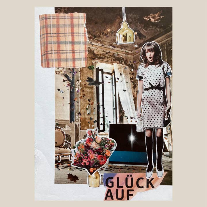 Cartolina collage "Buona fortuna", A6 per la vendita all'ingrosso da parte di HERZallerliebste…von anderer ART