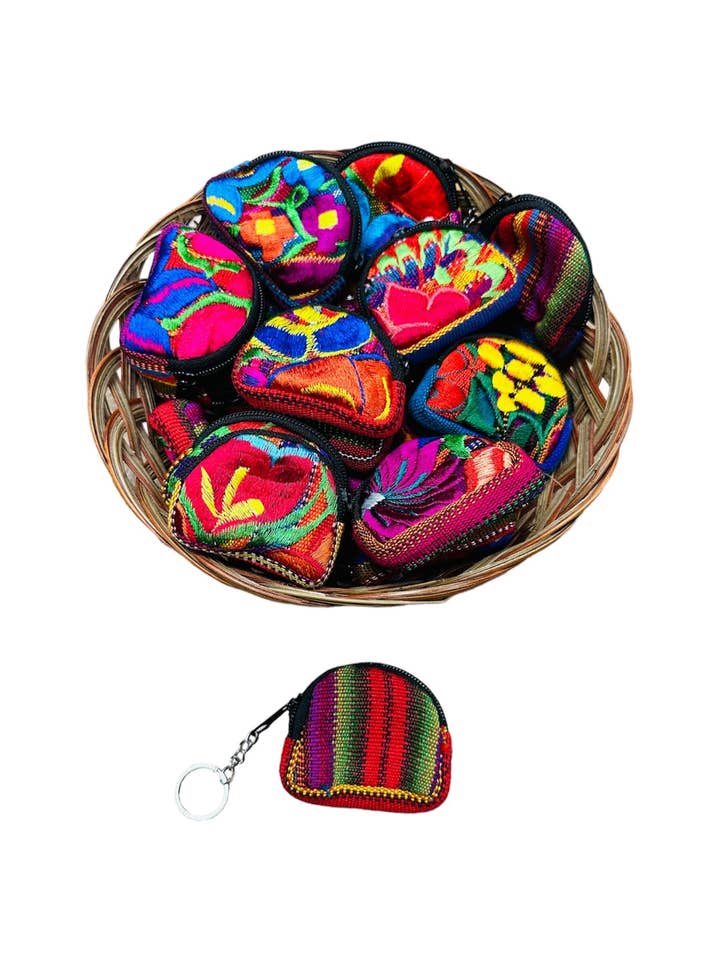 Monederos Mexicanos Bordados con Flores, con Cremallera y Llavero para venta al por mayor de Cielito Lindo