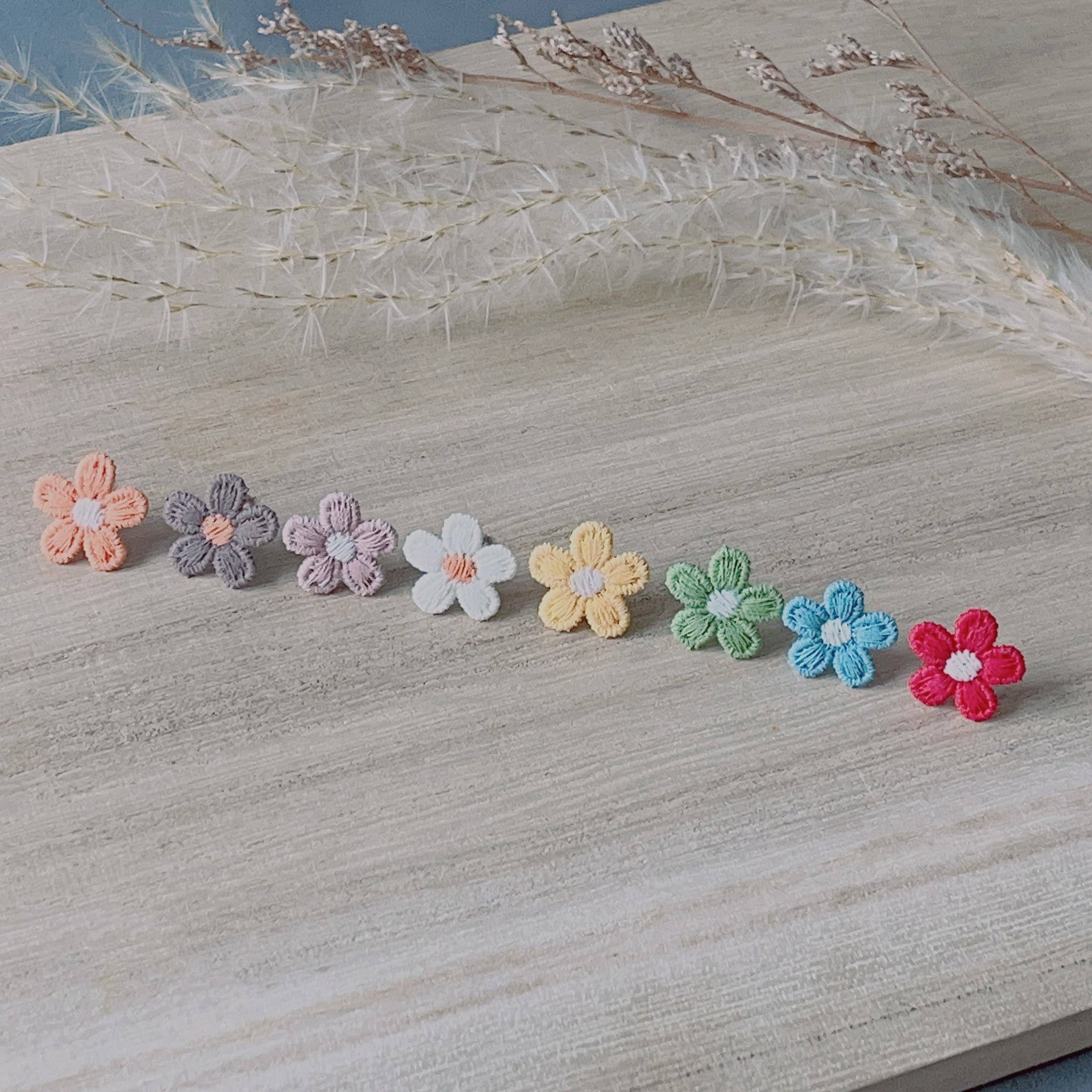 Giggle with Love - Wholesale Stud/Post Earrings - Embroidery Stud Earring| Handmade Thank You Gift| Spring Embroidery Studs| Book Mark Flower Stud|Bridesmaid Gift|Mother Day Gift7