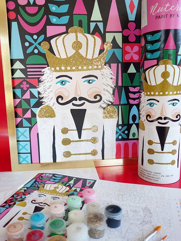 Patterned background Nutcracker Paint by Number Kit for wholesale by JM Design Studio