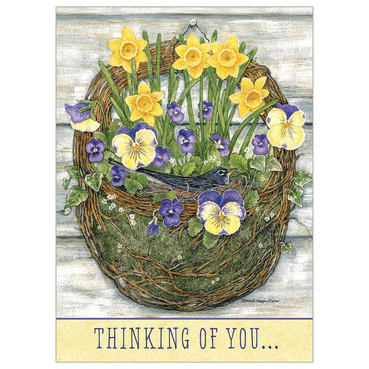 Robin with Daffodils - Faith Get Well Card for wholesale by Legacy