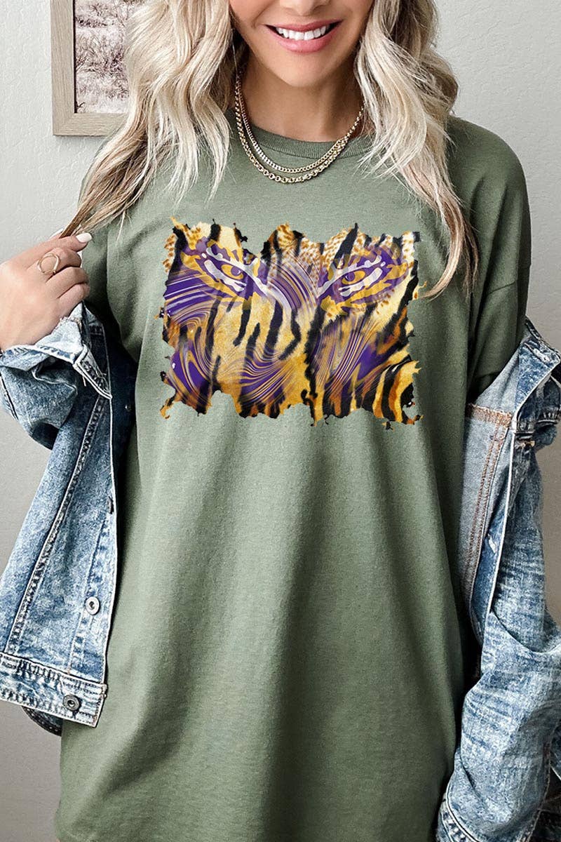 COLORBEAR - Wholesale T-Shirt (Graphic) - Women's - TIGER,LSU,FOOTBALL HEAVY COTTON UNISEX SHORT SLEEVE 4