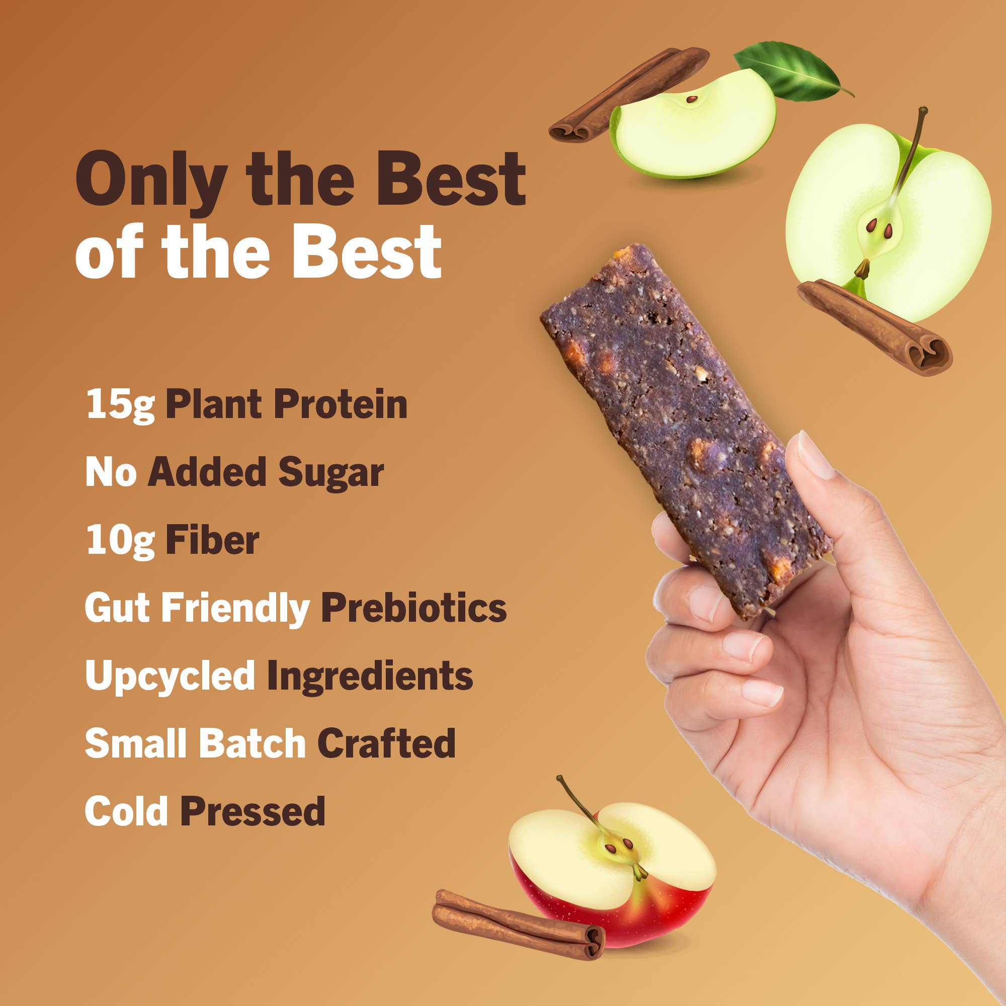 Amrita Health Foods - Wholesale Snack Bar - Apple Cinnamon Protein Bars, High Fiber, No Added Sugar3