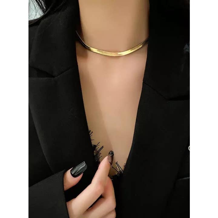 C.J.ROCKER – Engroshandel Led/kæde halskæde – Guld flad slange kæde halskæde2