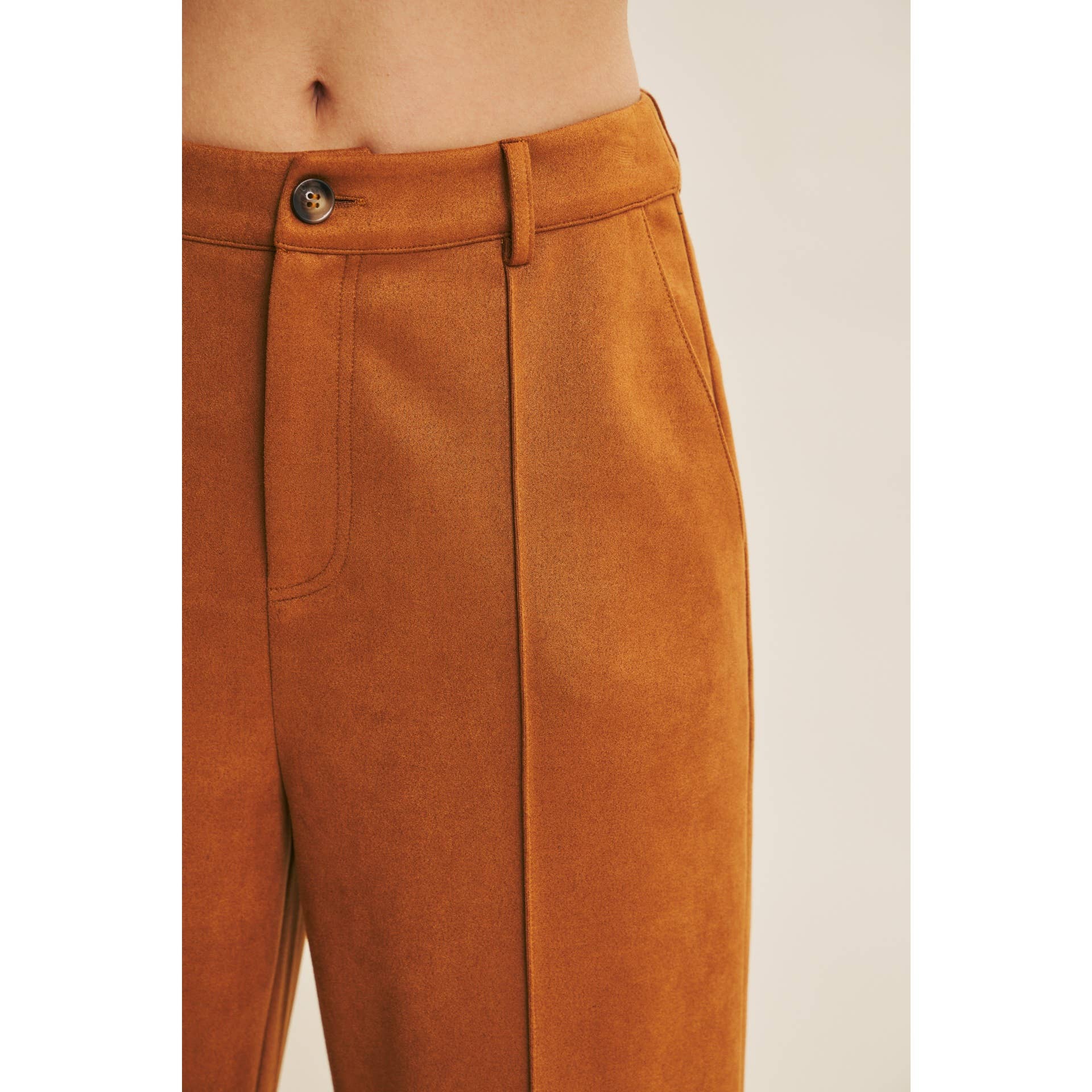 in february - Vente Pantalon – femme - PANTALON DROIT EN DAIM VÉGÉTALIEN AVEC PINCE3