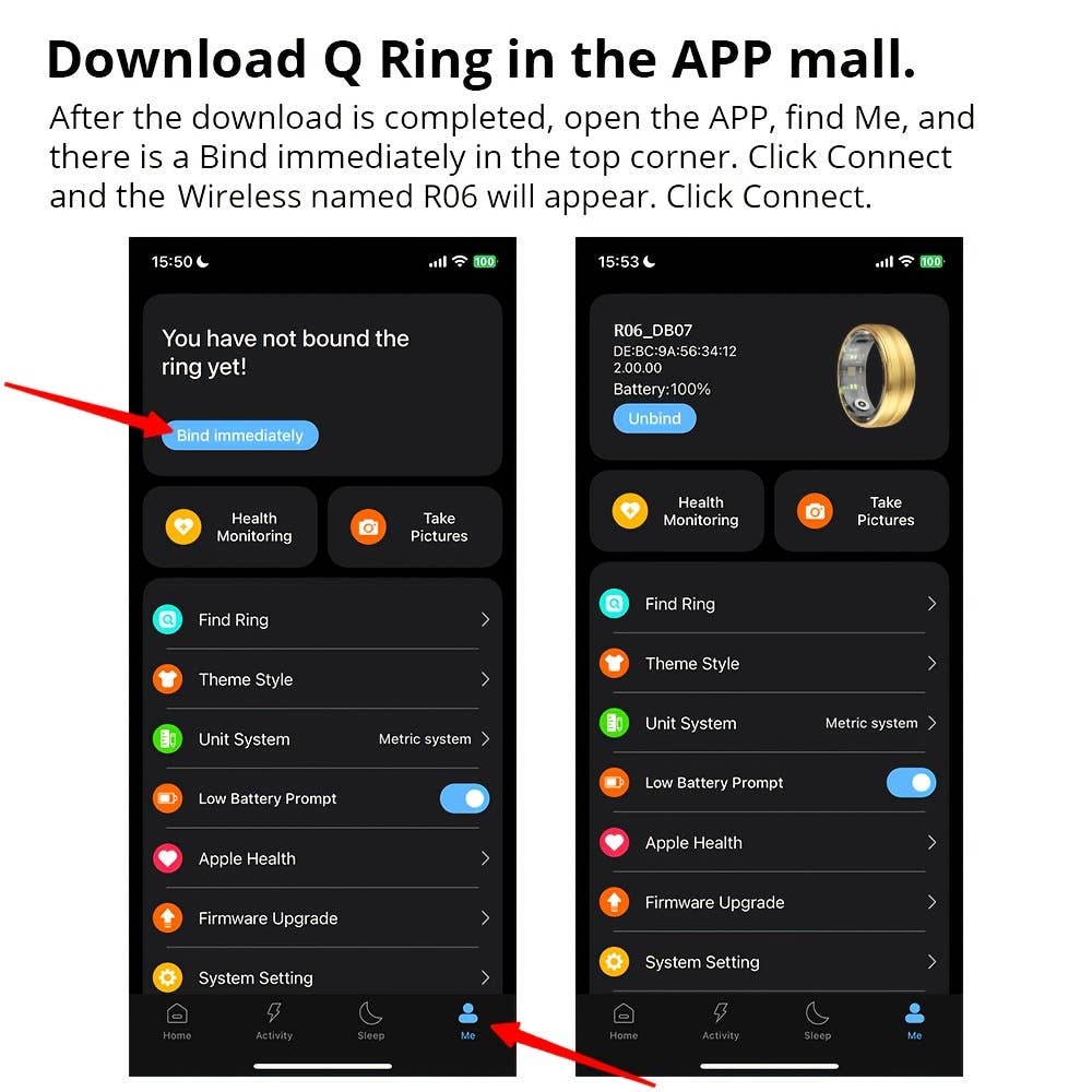 Shop Celino - Vente Équipement de fitness - Smart Fitness Ring Tracker, moniteur de sommeil pour hommes et femmes9