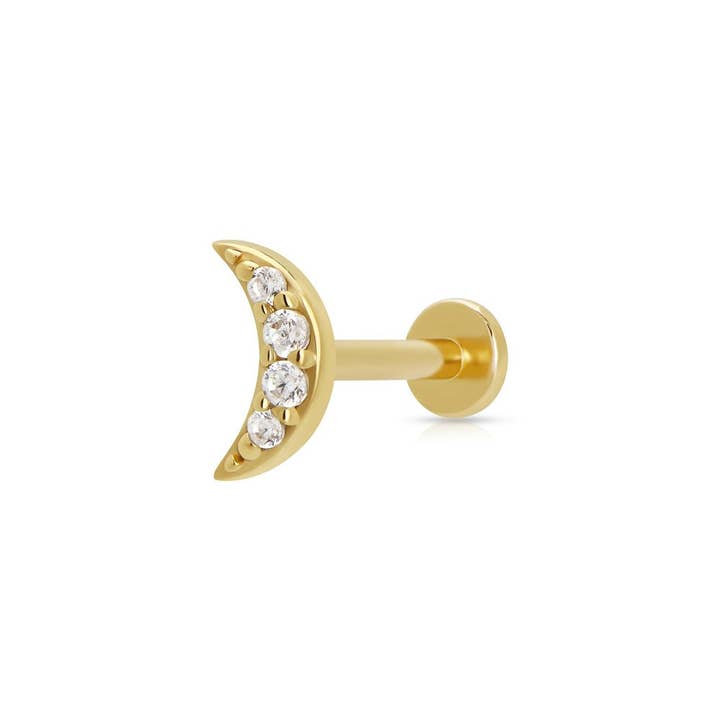 Glitrende Måne Enkelt Flad Bagside Ørering for engroshandel hos Scream Pretty - Sustainable Jewellery