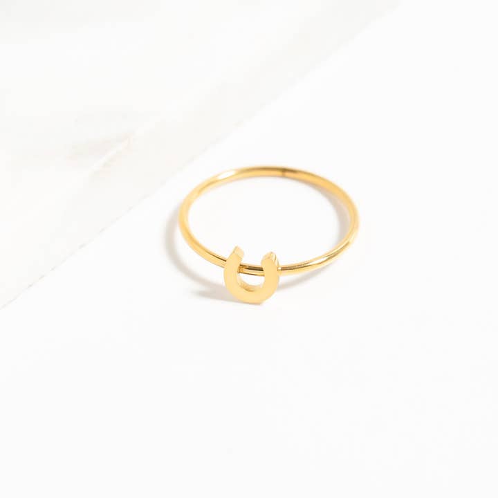 WJW - Wholesale Band/Stacked Ring - 18K Gold PVD Stainless Steel Horseshoe Stacking Ring9