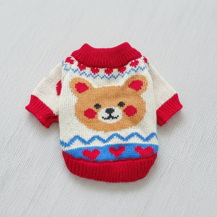 Warm Heart Bear Sweater for Small Pets for wholesale by kapeit