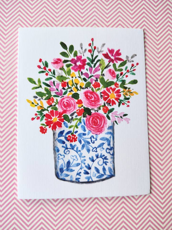 Flower vase Greeting Card| Florals Card| General Card for wholesale by Artcolorworks