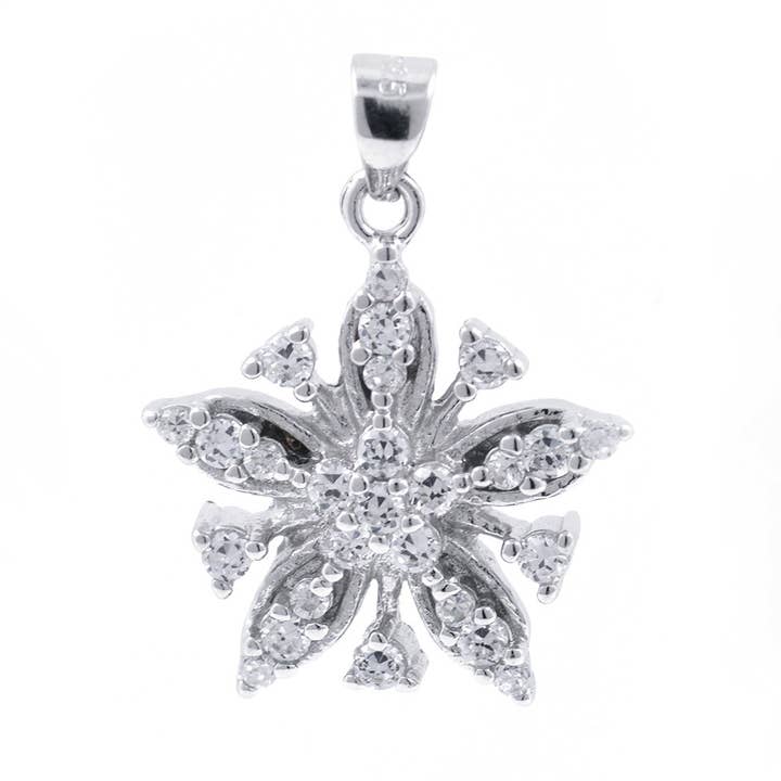 Anhänger Schneeflocke mit Zirkonia und 925er Silber für den Großhandel von Naturjoya