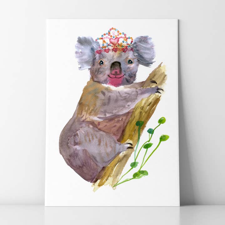 Koala in a Tiara Giclée Print for wholesale by Rosie Webb illustrations