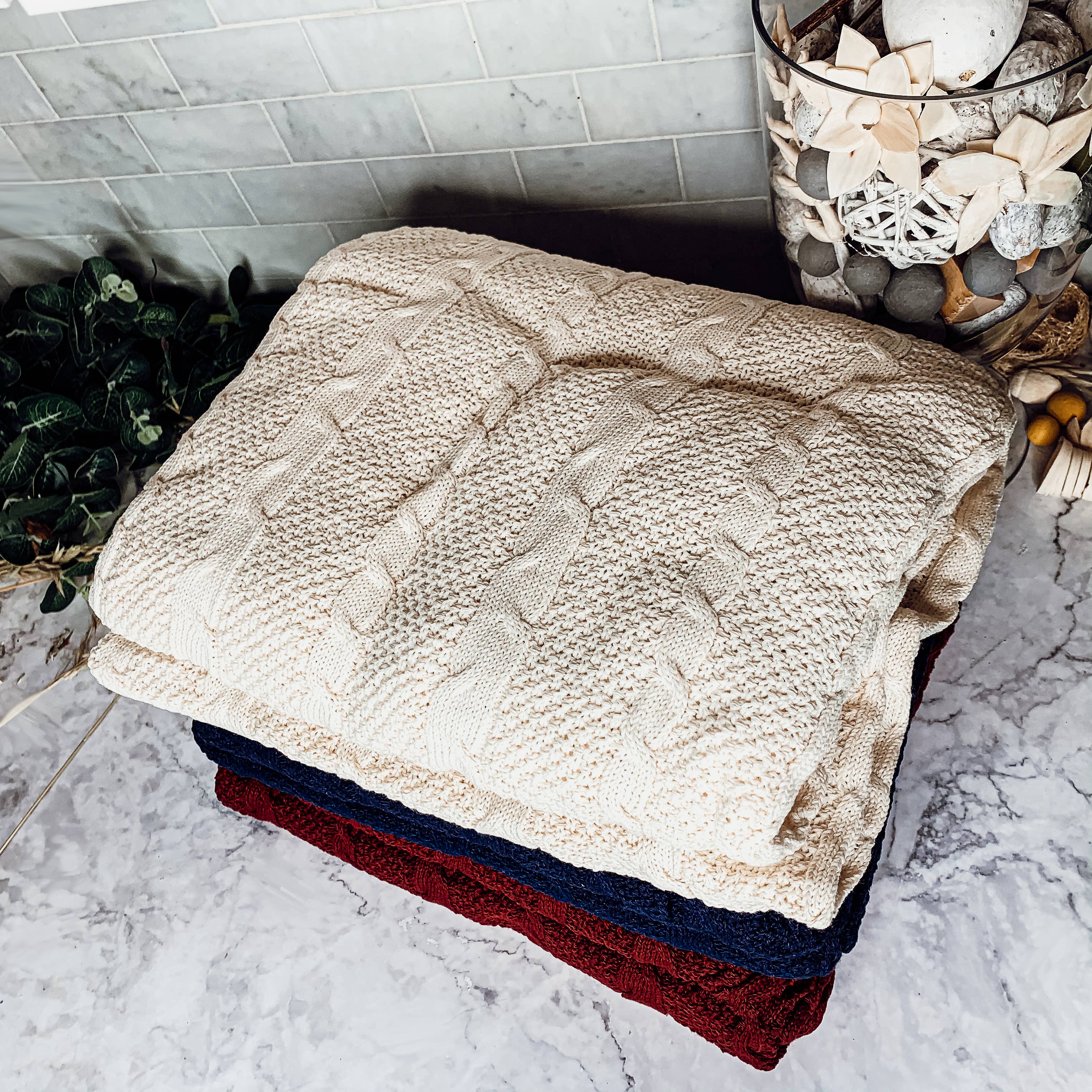 Gia Roma - Wholesale Throw Blanket - Claret Knit Sweater Like Throw Blanket, Plant Fiber & Cotton13