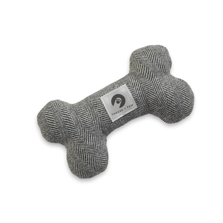 Dark Grey Tweed Dog Toy for wholesale by Thread and Paw