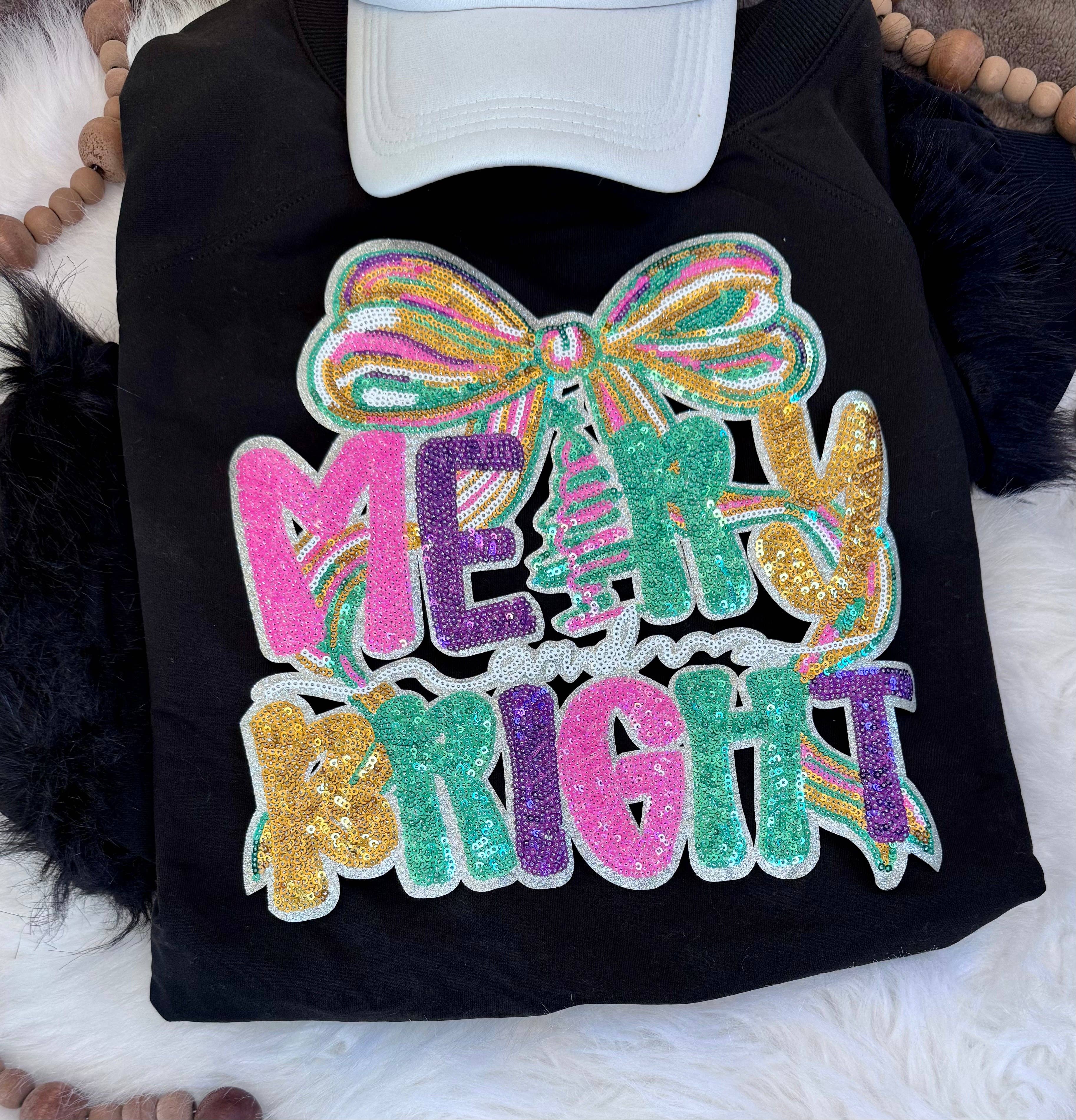 sequinandstiches - Wholesale Patch - Merry and Bright Sequin Patch: Iron-On Christmas Applique - 10 inch1