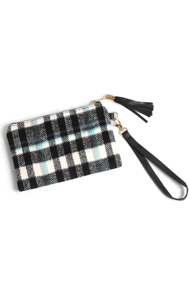 Hana – wholesale Wristlet – Plaid Pattern Pouch Bag with Wristlet3