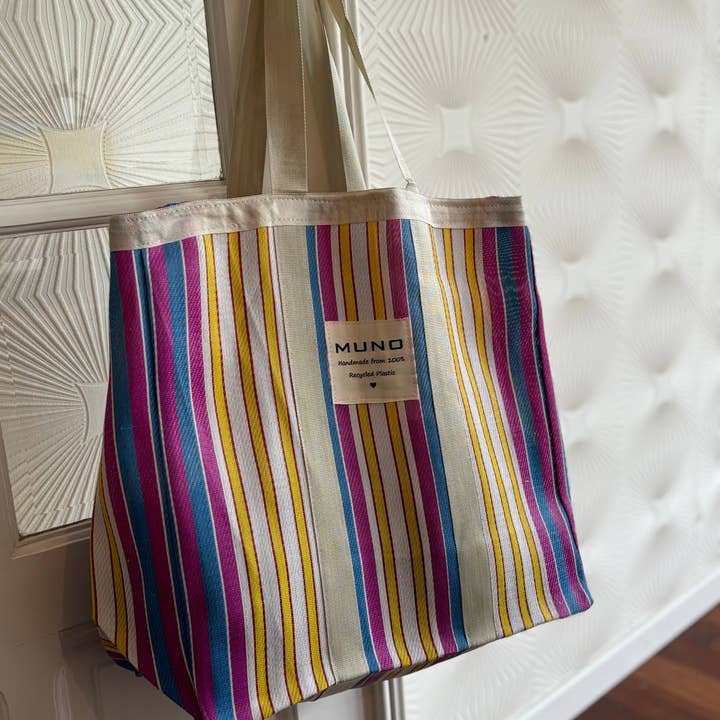 Handmade Recycled Nylon XL Bag - Blue & Purple for wholesale by Muno