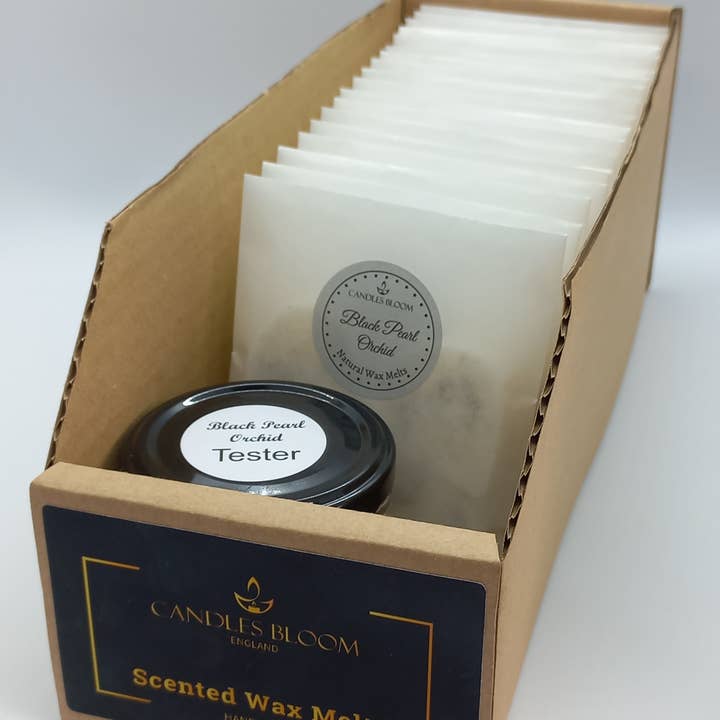 Caixa de Exposição de Balcão de Derretimentos de Cera Perfumada com Orquídea Pérola Negra por atacado de Candles Bloom Limited