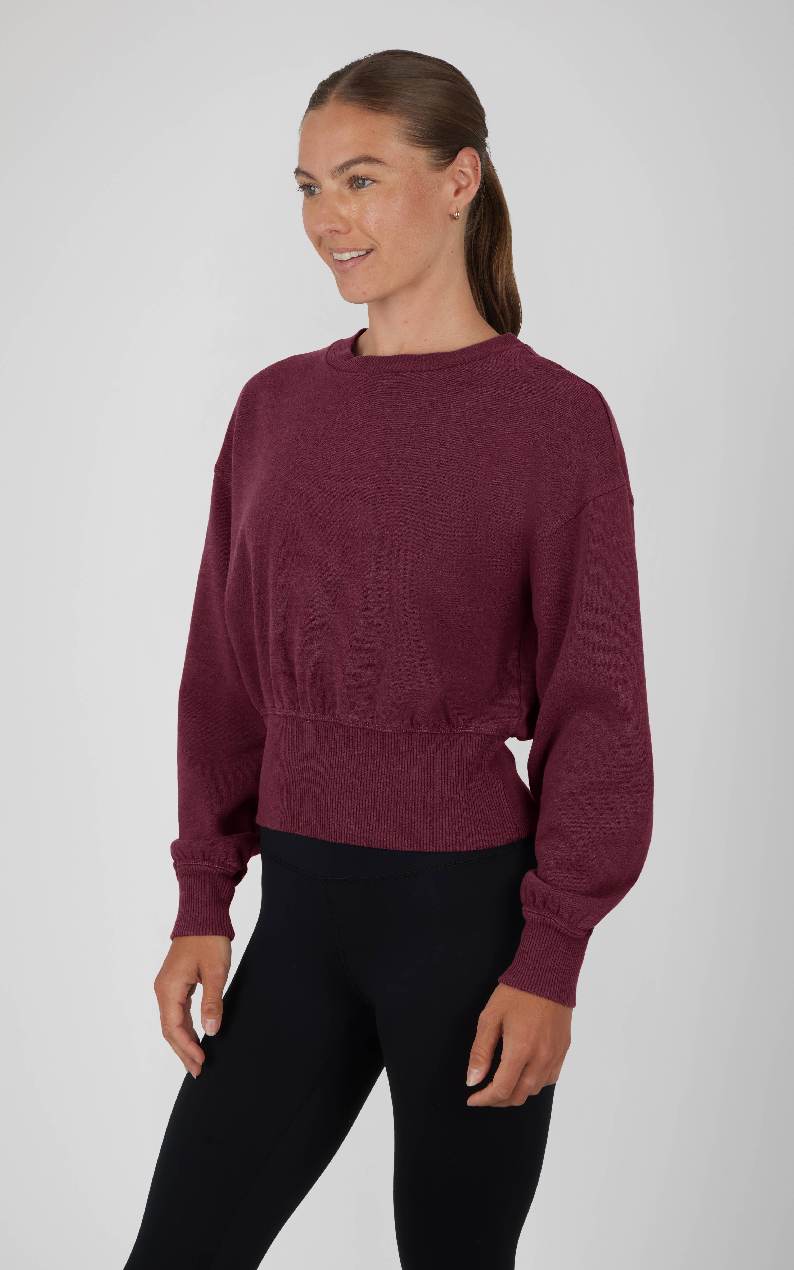 90 Degree by Reflex & Yogalicious - Wholesale Sweatshirt - Women's - Women's Lux Fleece Stone Wash Long Sleeve Pullover5