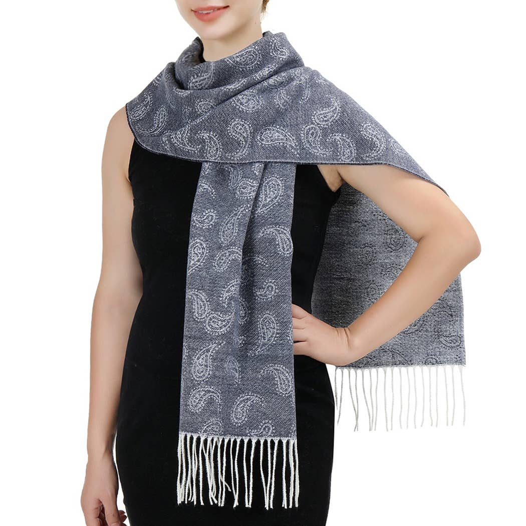 Fashion City - Wholesale Scarf – Women's - Cashmere Feel Soft Scarf with Paisley Design3