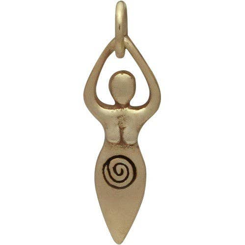 Plazko - Venta al por mayor Abalorios/colgantes individuales - Colgante de Joyería Diosa de la Fertilidad de Bronce Colgante Diosa de la Luna 23x7mm - 1Ud1