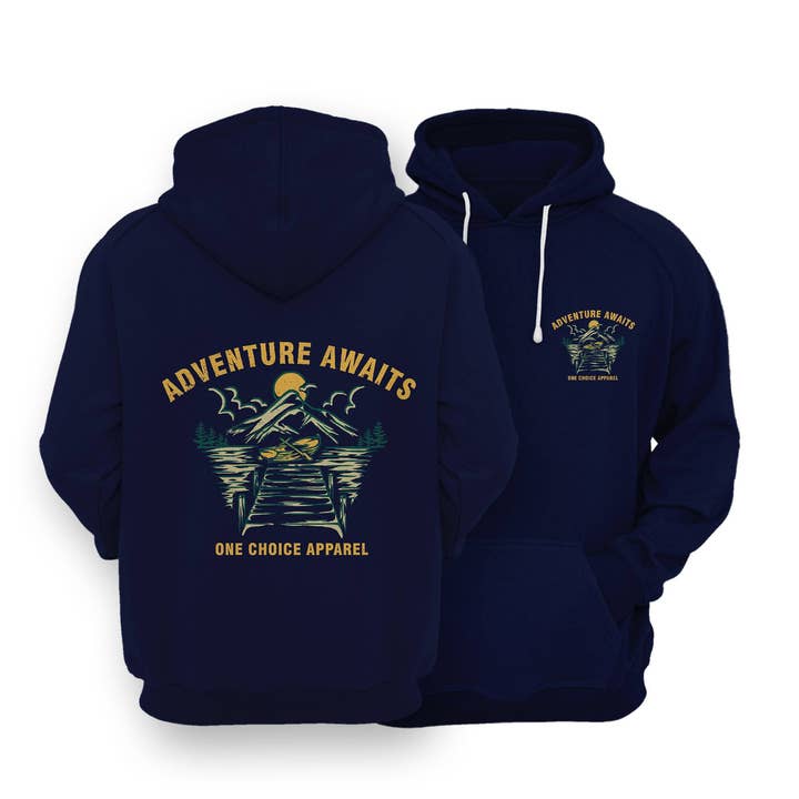 Felpa con cappuccio sostenibile - Avventure davanti per la vendita all'ingrosso da parte di One Choice Apparel