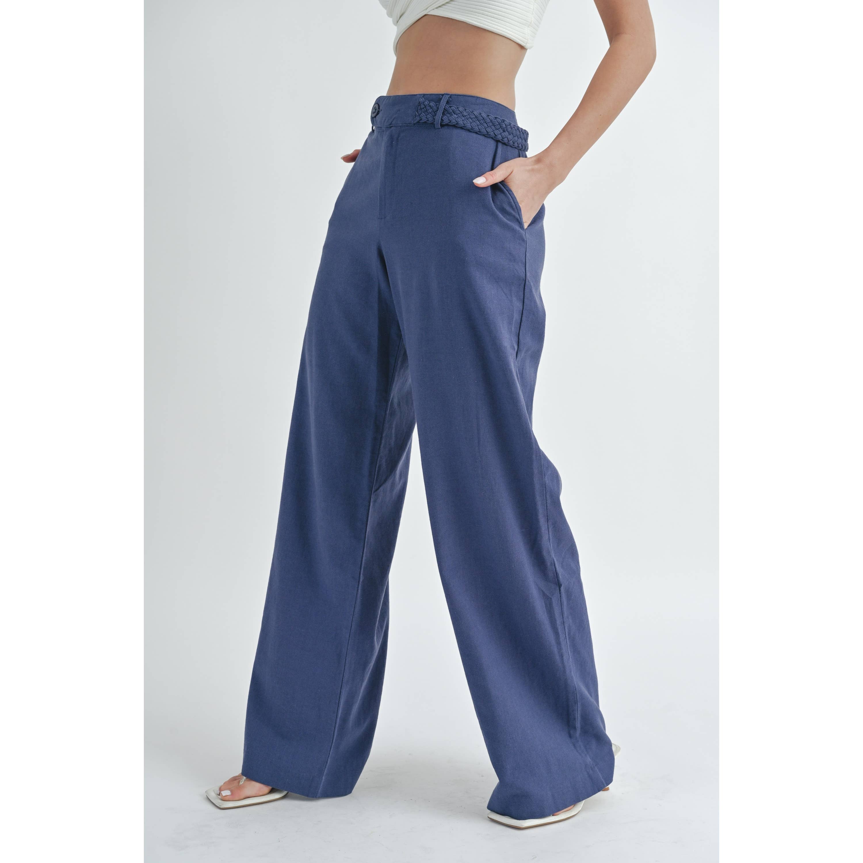 Peace Love Line – Großhandel Hose – Damen – PL1807 - LANGE LEINENHOSE MIT TASCHEN7