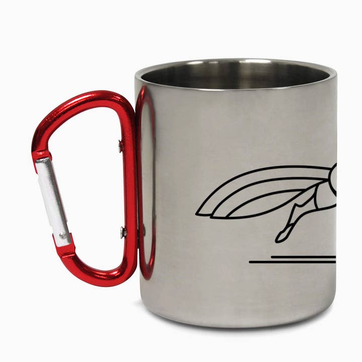 Tiny Print Shop - Wholesale Insulated Mug/Tumbler - Red Fox Wrap Round Carabiner Steel Camping Mug