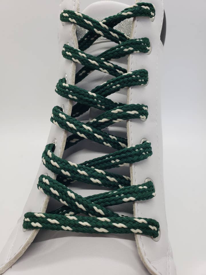 The Shoelace Factory - Wholesale Shoelaces – Unisex - Hybrid Flecked Shoelaces - Green with white flecks