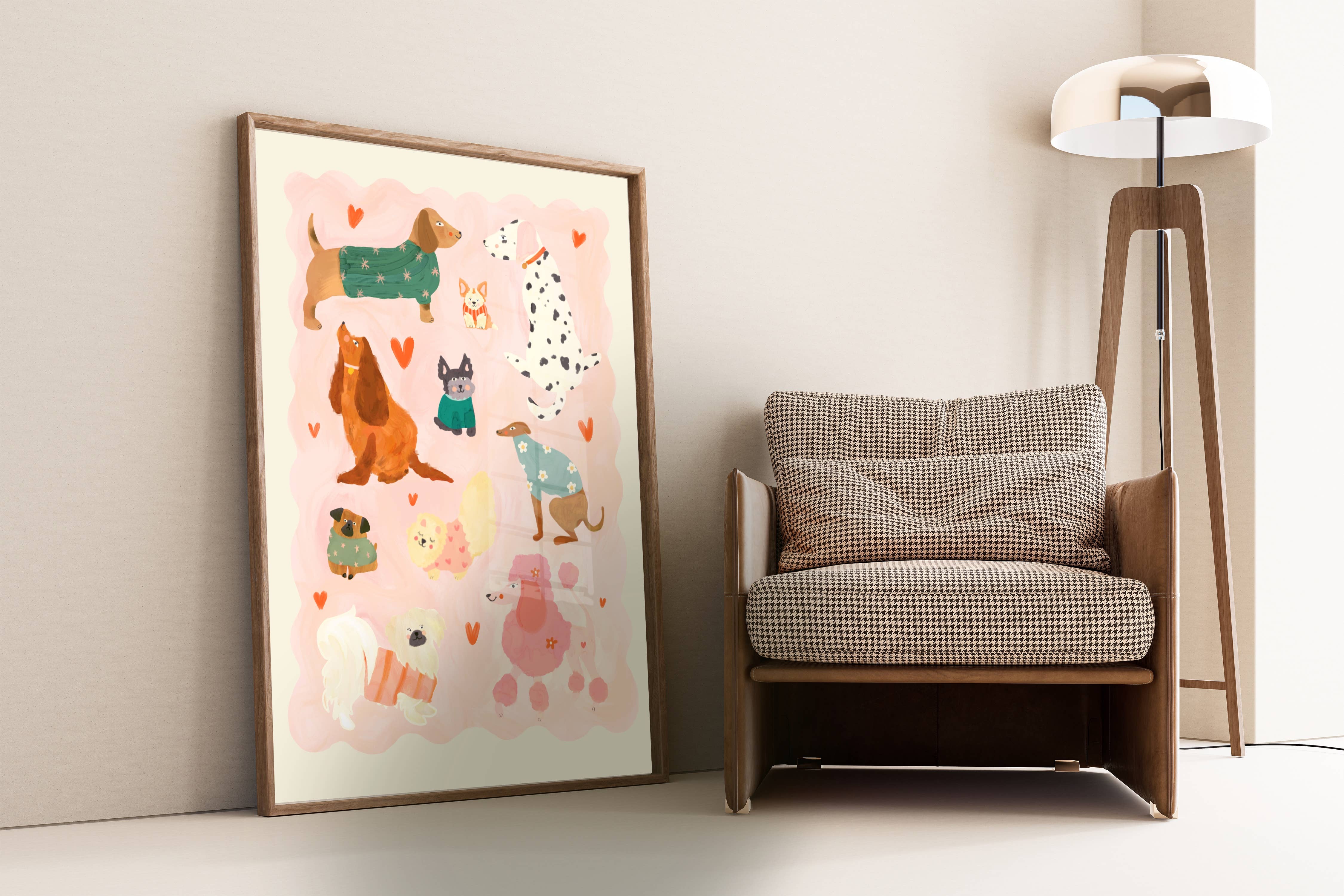 Kate Fox Design – wholesale Art print – Kids & baby – Puppy Love Print, Illustration, Kids Print, Colourful,8