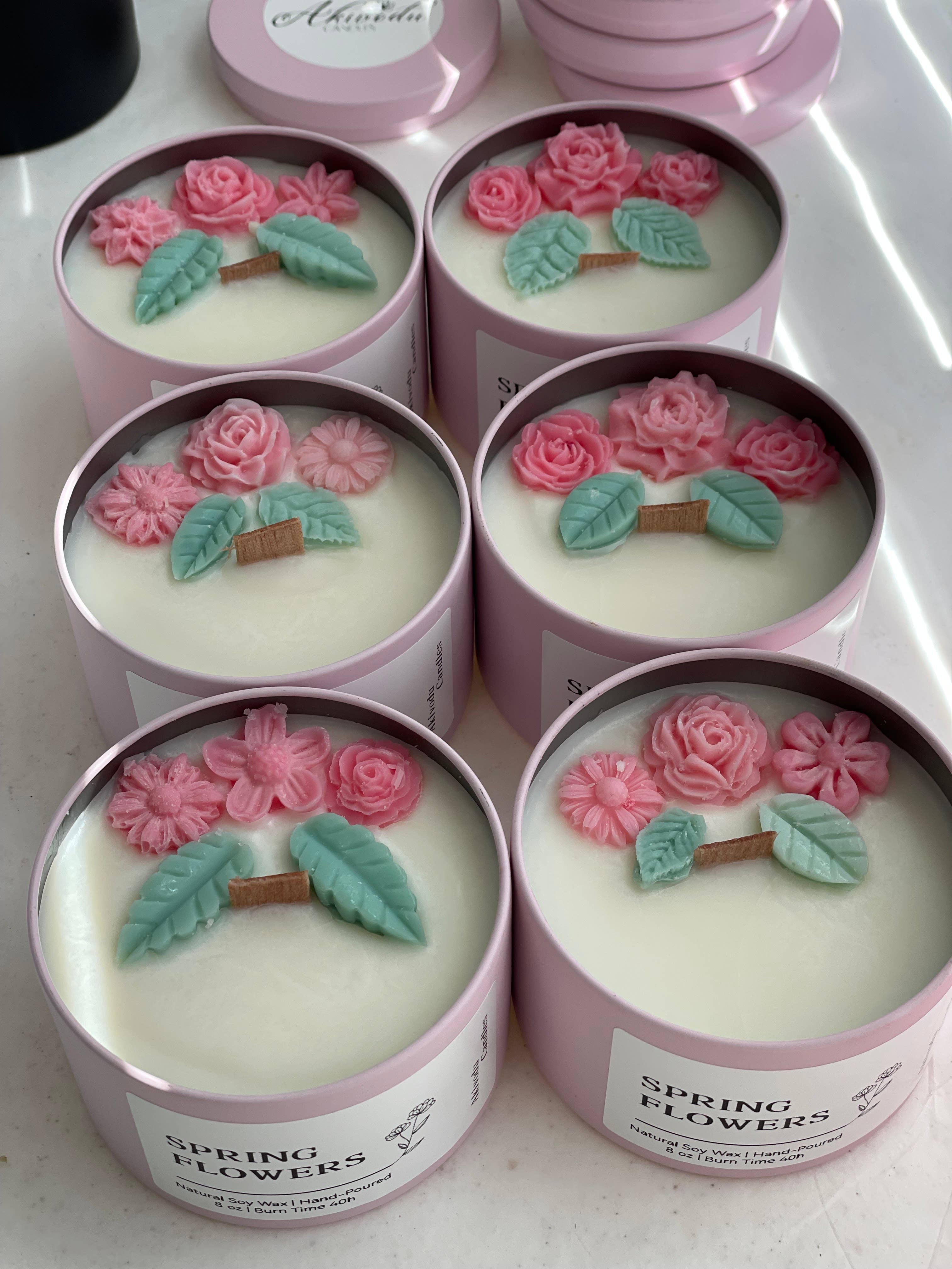 Akivodu Candles - Wholesale Travel Candles - Spring Flower Candle 8 oz - Multiple Scents5