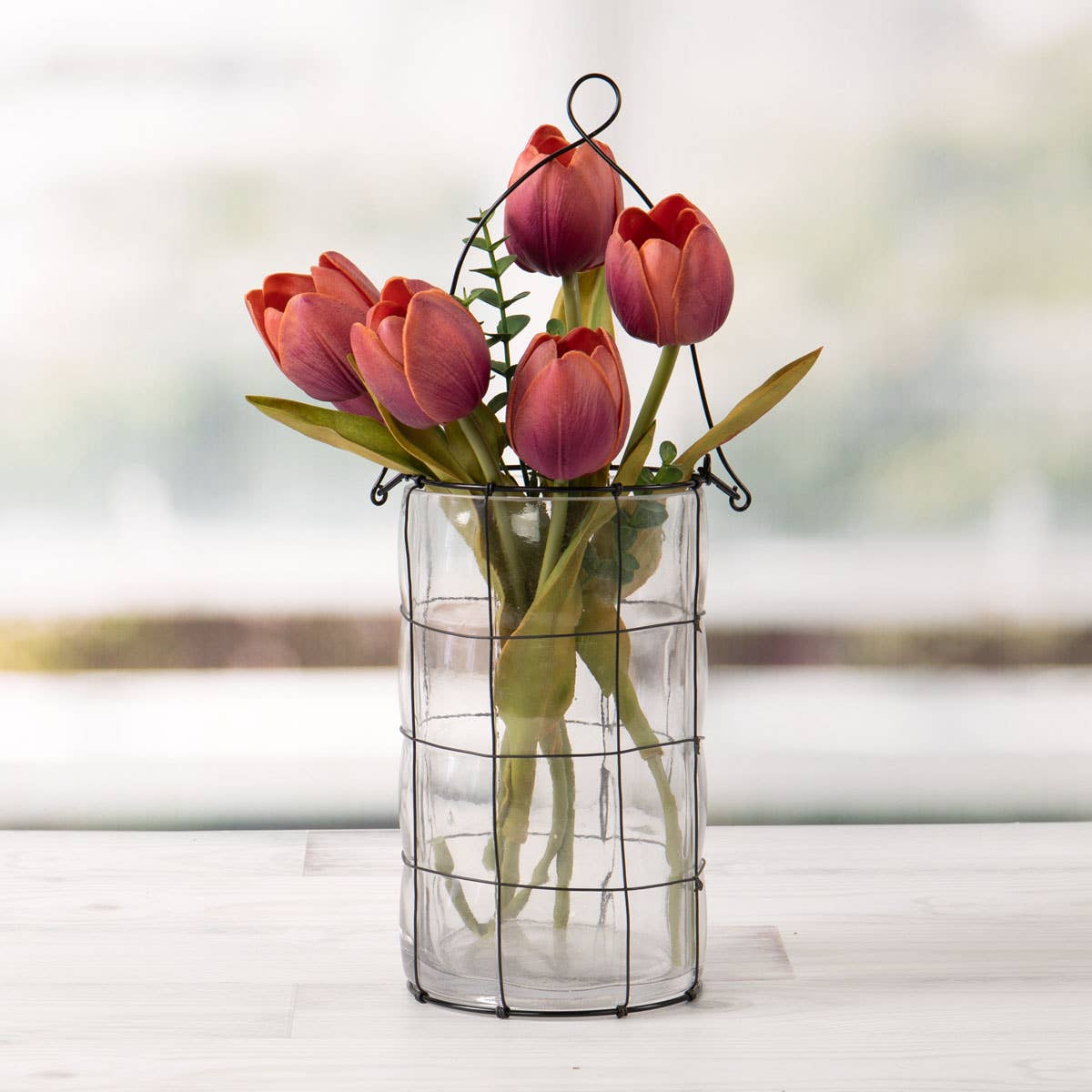 Willow Group - Wholesale Vase - RD WIRE/GLASS VASE DH **MM12**1