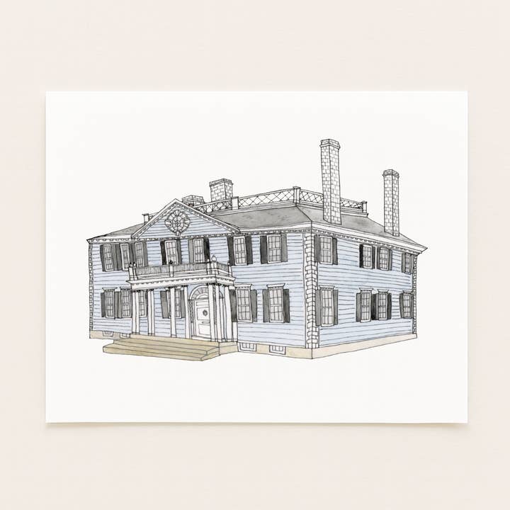 Sarah Wormann Art - Wholesale Art Print - Salisbury Mansion, Worcester - Art Print - Watercolor1