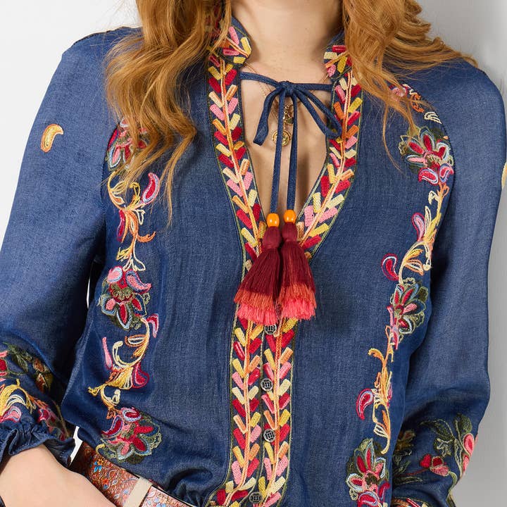 Festival Fun Embroidered Top for wholesale by Joe Browns