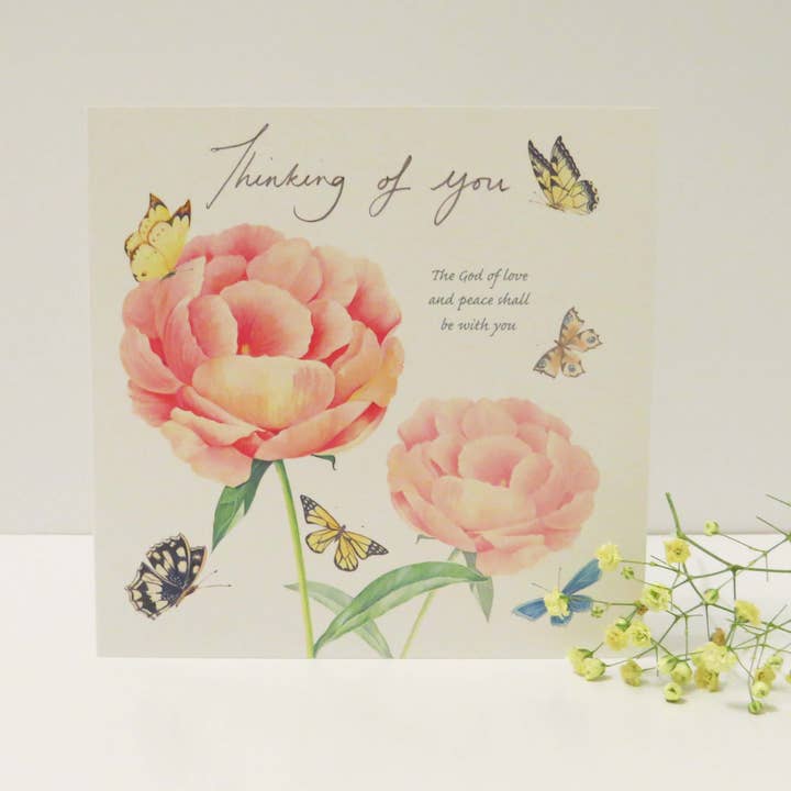 Forget-me-not Christian Cards - Wholesale Sympathy Card - Peonies Sympathy Card1