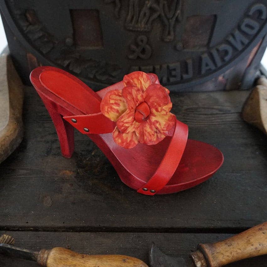 Mario Doni - Wholesale High Heels - Women's - Women's Clog in Vegetable-Tanned Leather, Wooden Clogs Heel #31