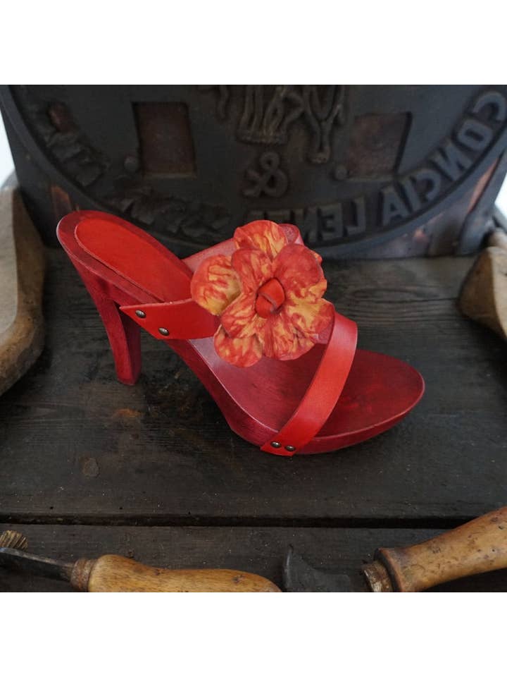 Mario Doni - Wholesale High Heels - Women's - Women's Clog in Vegetable-Tanned Leather, Wooden Clogs Heel #31