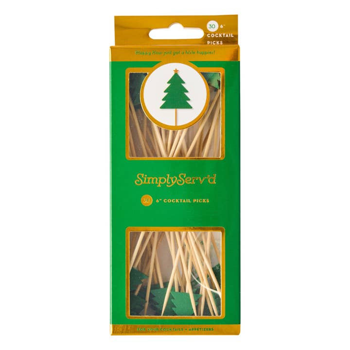 Stora cocktailpinnar med julgransmotiv/30-pack för wholesale av Sophistiplate
