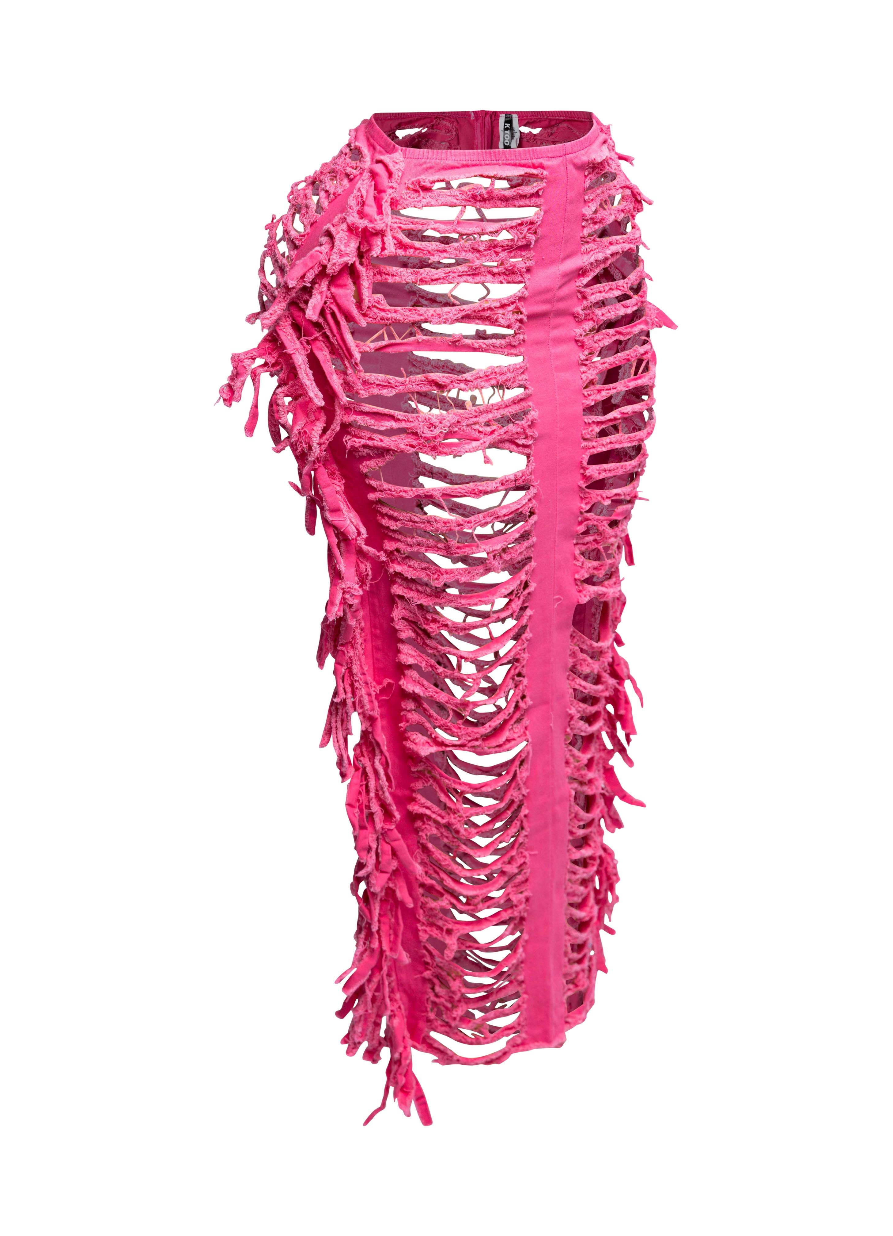 K Too - Wholesale Skirt - Women's - Distressed fringe maxi skirt10