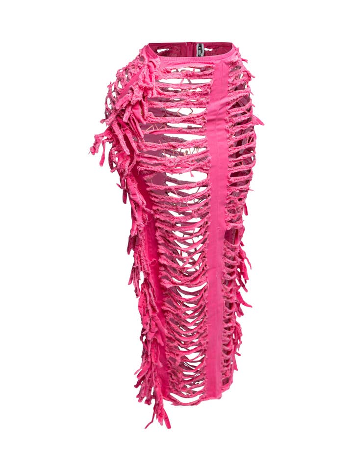 K Too - Wholesale Skirt - Women's - Distressed fringe maxi skirt10