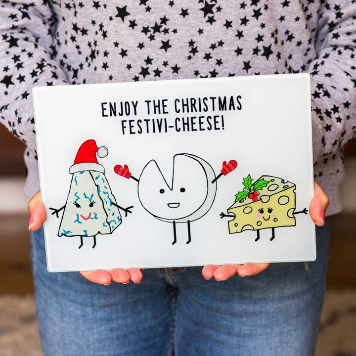 Glass Christmas Cheese Chopping Board for wholesale by Of Life & Lemons