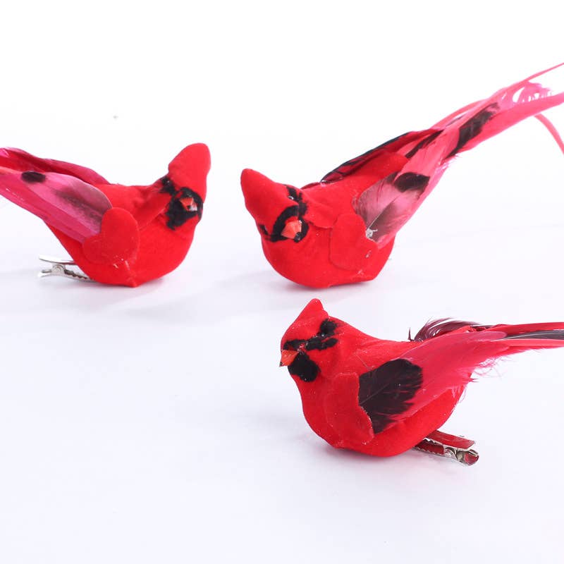 Factory Direct Craft - Wholesale Artificial Flowers - 6-1/2" Artificial Red Cardinal  w/clips (Pack of 12 Birds)3