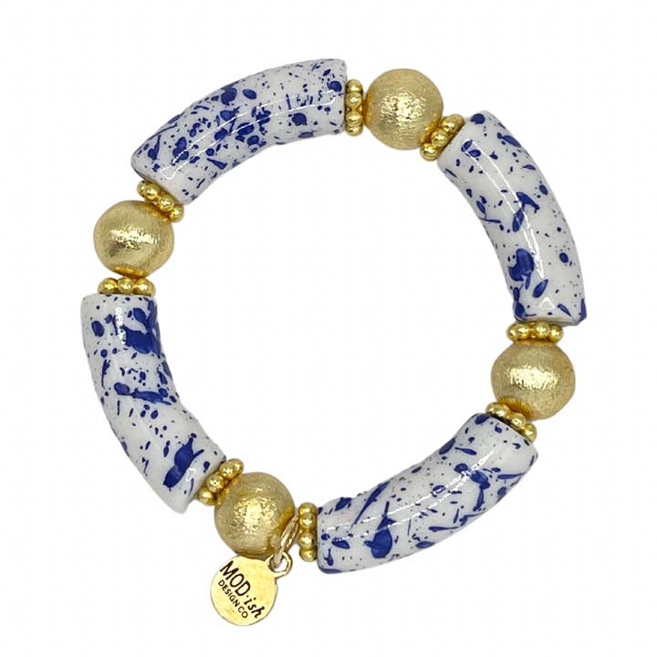 Aster 12mm Bracelet in White Splatter for wholesale by MODish Design Co