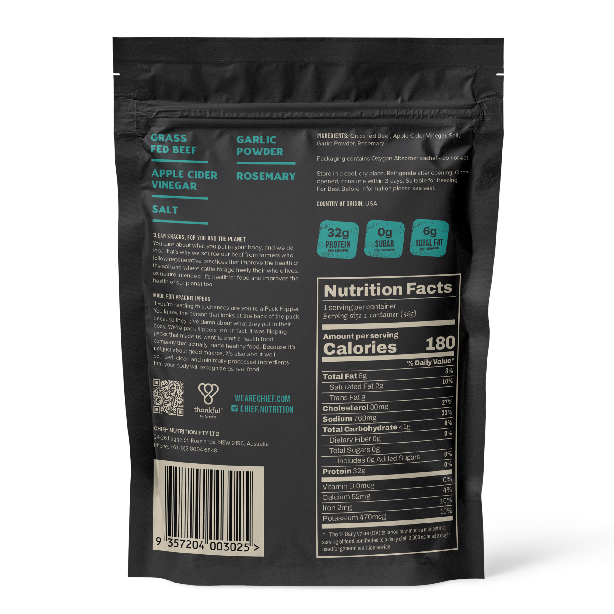 Chief Nutrition USA - Wholesale Jerky - Grass-fed Biltong - Steakhouse (10 x 2oz bags)1