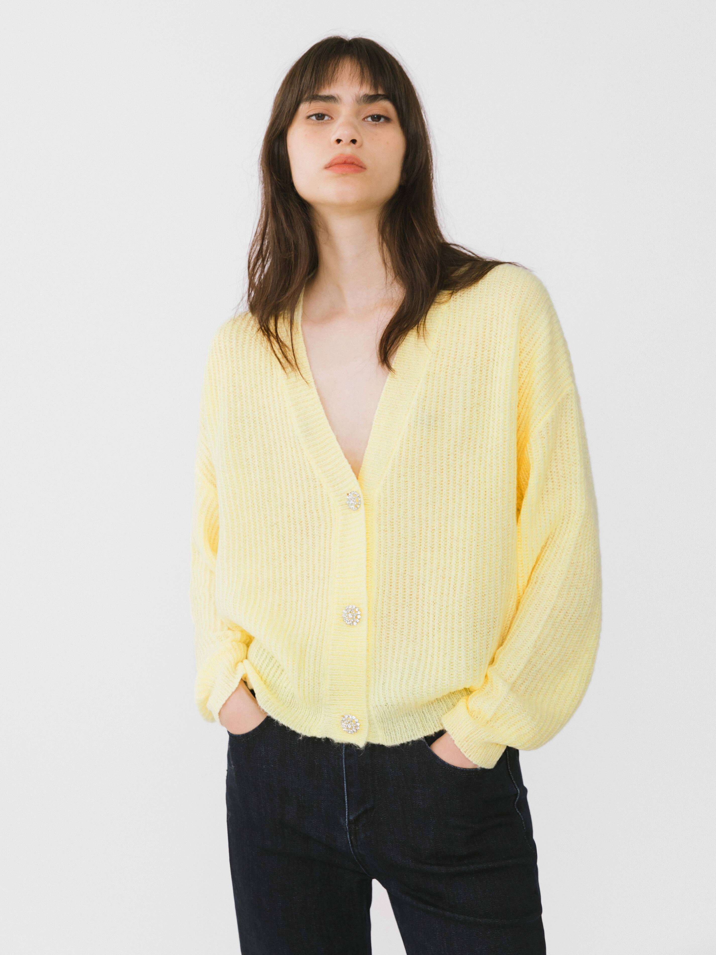 CUBIC – Engroshandel Cardigan - Dame – Casual ribstrikket cardigan med V-hals10