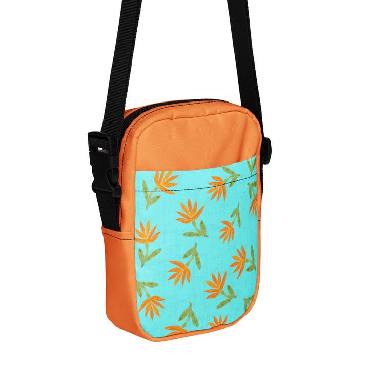 Sac bandoulière fleuri orange à pointes pour la vente par Jodi Reagan Designs