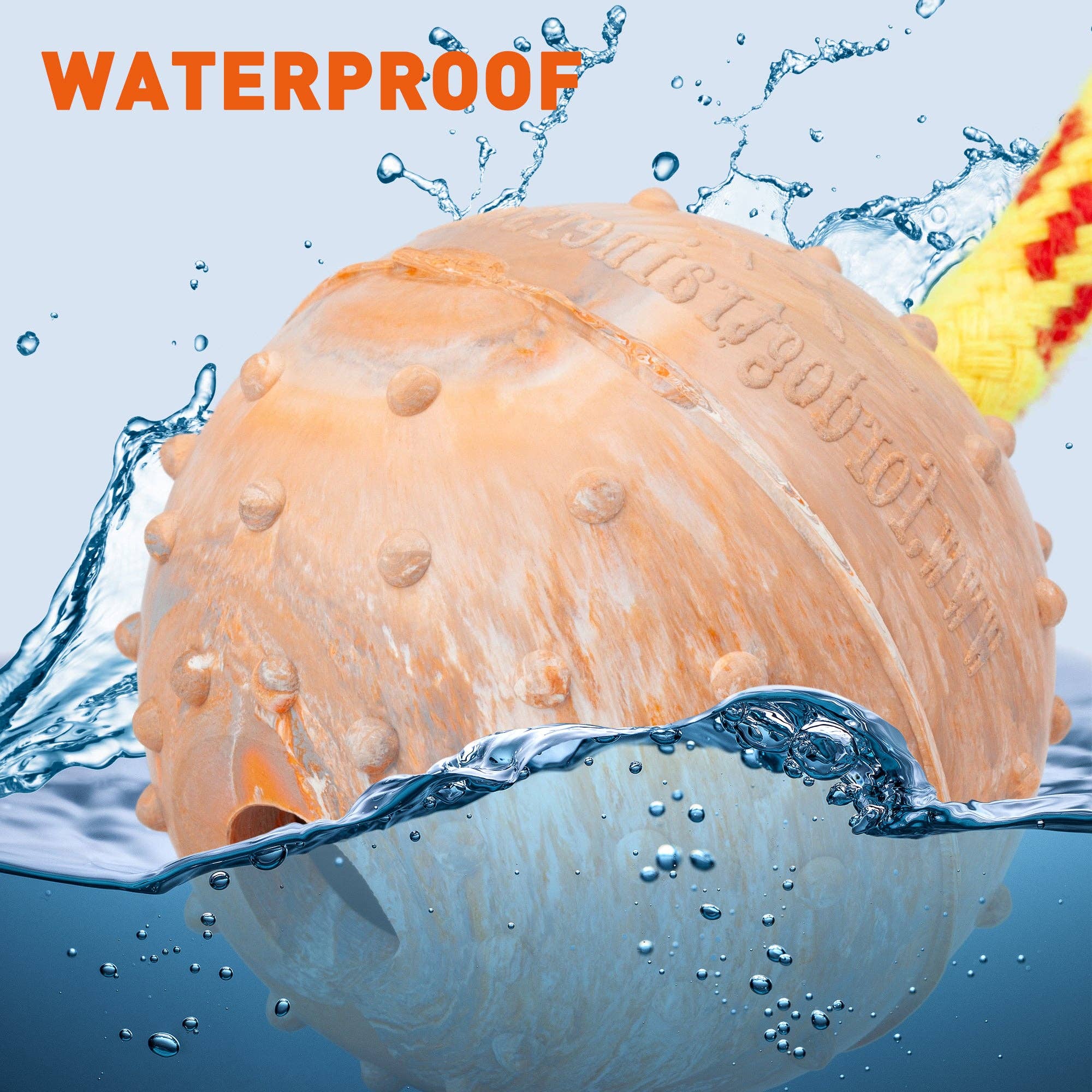 Dogline – wholesale Repleksak - Hund – FDT Gummihundboll på rep, liten - diameter 2" (5 cm)3