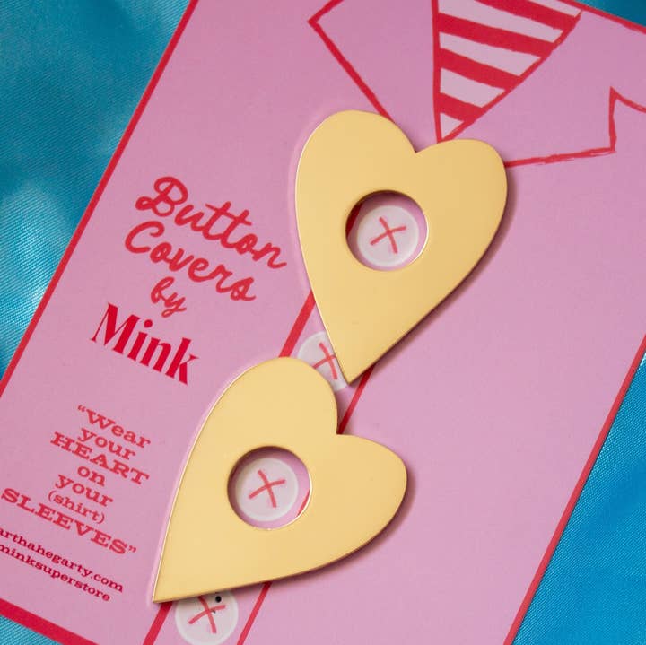 Mink - Wholesale Lapel Pin/Button - Heart shaped Button Covers