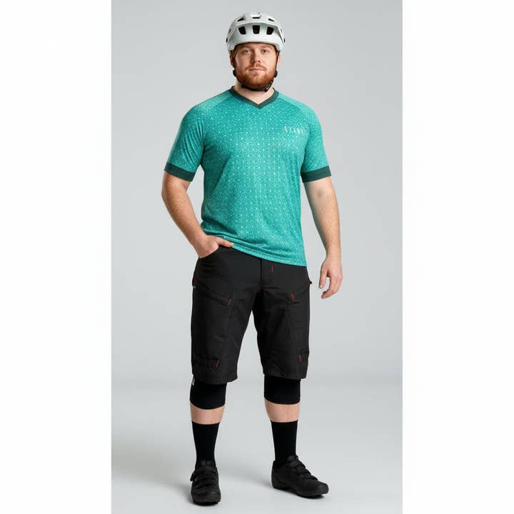 Herre MTB Kortærmet Jersey - Teal Geometrisk for engroshandel hos Urban Cycling Apparel