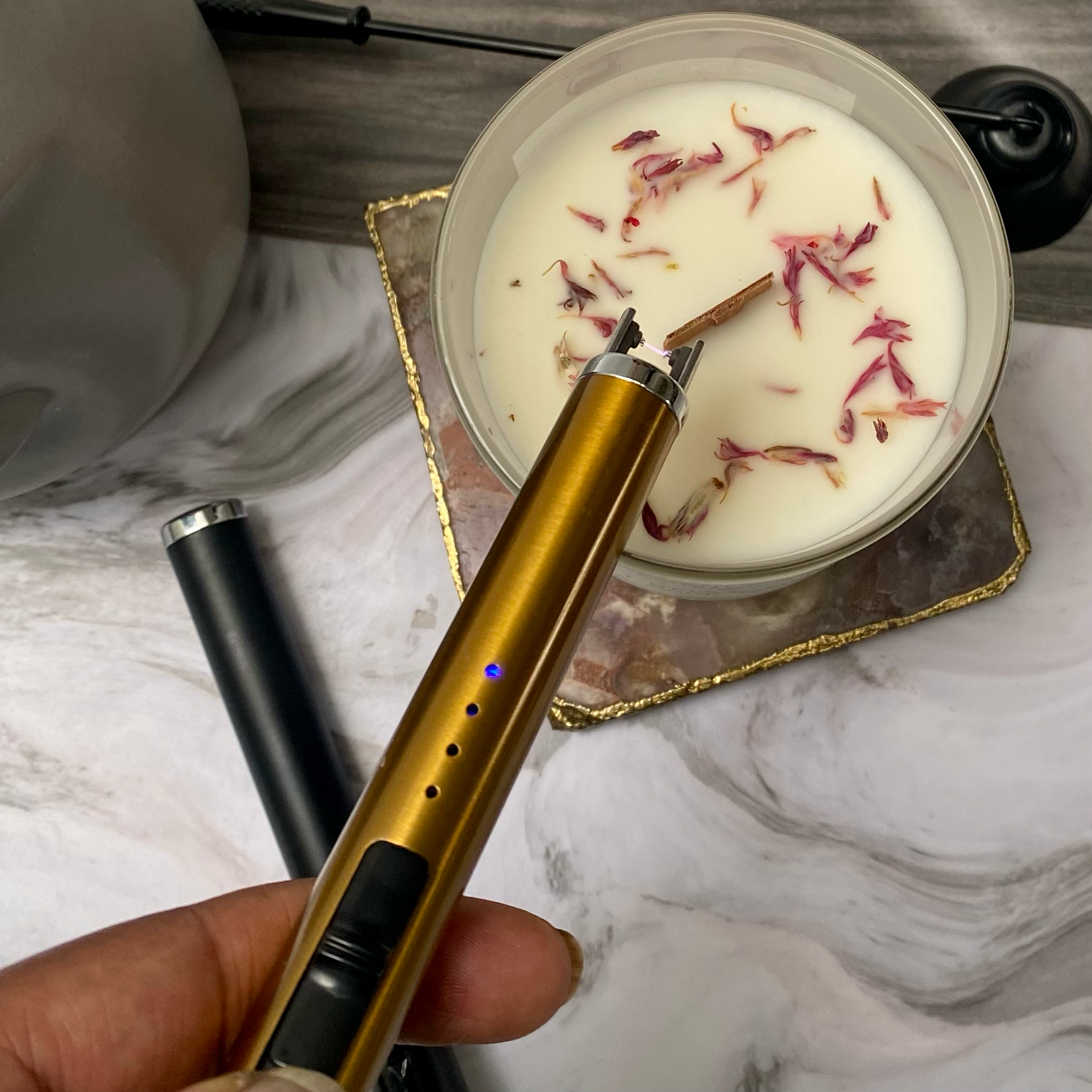 Lanji candles - Venta al por mayor Apagavelas - Kit de cuidado para velas de 4 piezas | Encendedor eléctrico | Apagavelas | Pinzas para mecha4